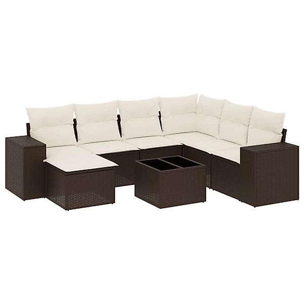 vidaXL 8-Tlg Garten-Sofagarnitur mit Kissen Braun Poly Rattan 3222912 günstig online kaufen