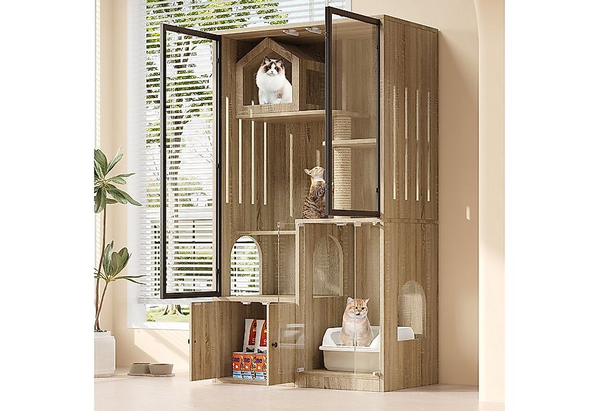 HAUSS SPOLE Tierhaus Katzenmöbel Katzenregal Katzenhöhle Katzenhaus mit Kra günstig online kaufen