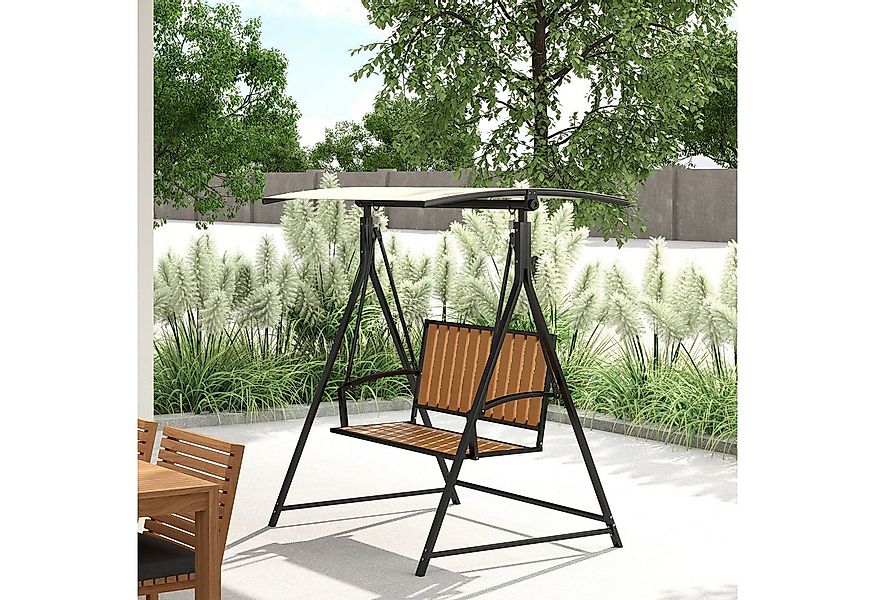Outsunny Hollywoodschaukel mit verstellbarem Sonnendach, 2-Sitzer, Schaukel günstig online kaufen