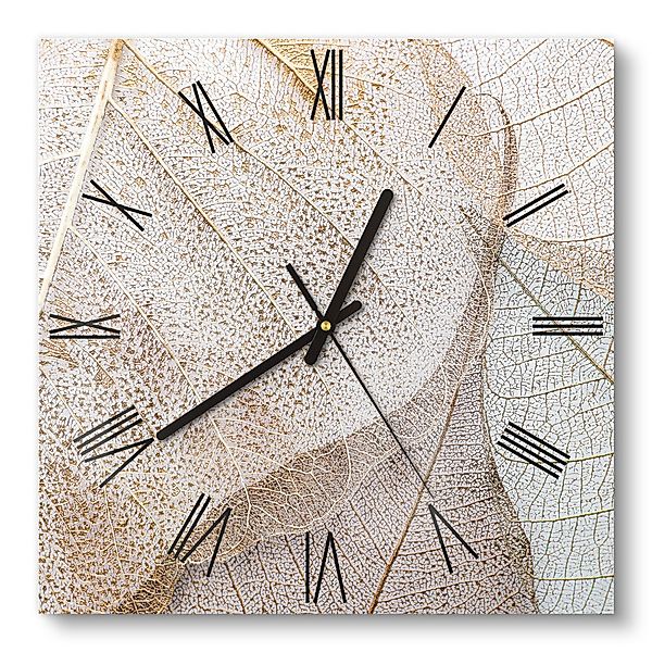 DEQORI Wanduhr 'Zarte Blattstrukturen' (Glas Glasuhr günstig online kaufen