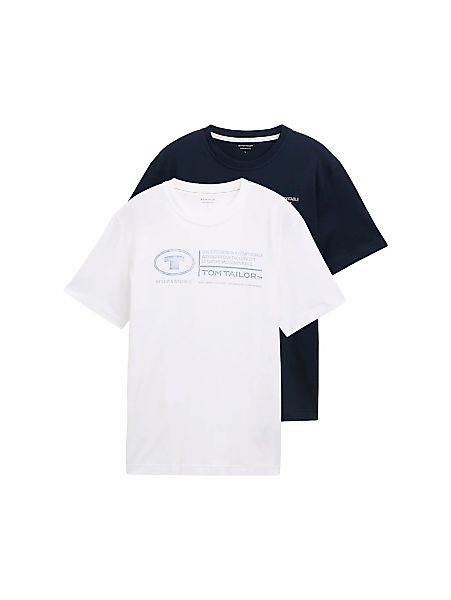 TOM TAILOR T-Shirt, (Packung, 2 tlg.), mit Logo Print günstig online kaufen