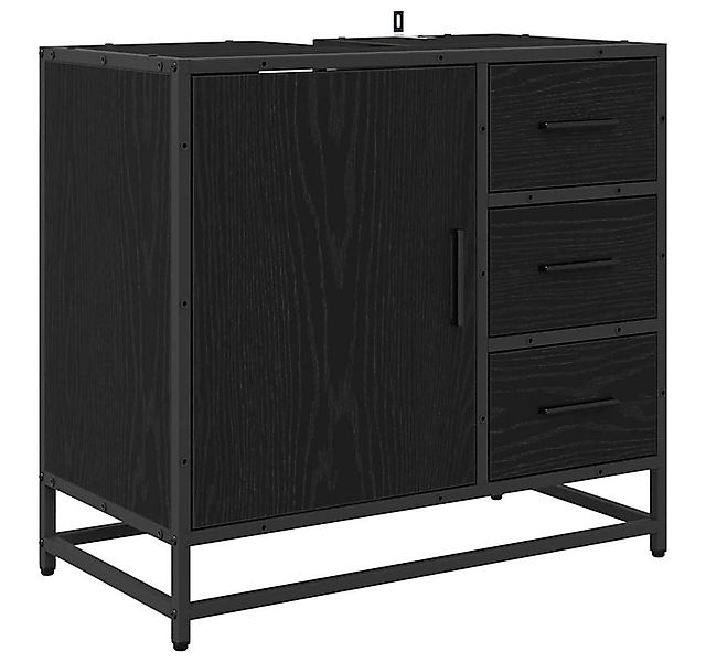 vidaXL Badezimmer-Set Badezimmerschrank mit Tür Schwarz Eichen-Optik 65 x 3 günstig online kaufen