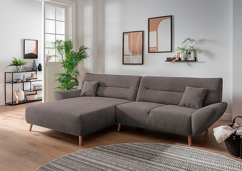 INOSIGN Ecksofa "Drago, elegant und zeitlos, komfortabel, Holzfuß, L-Form", günstig online kaufen