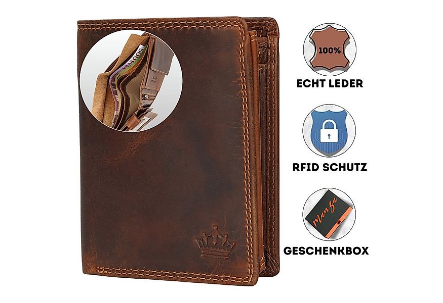 Manza Geldbörse Geldbörse Herren Schwarz mit RFID, Geheimfach und Geschenkb günstig online kaufen