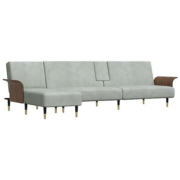 vidaXL Sofa Schlafsofa in L-Form Hellgrau 279x140x70 cm Samt Chaiselongue S günstig online kaufen