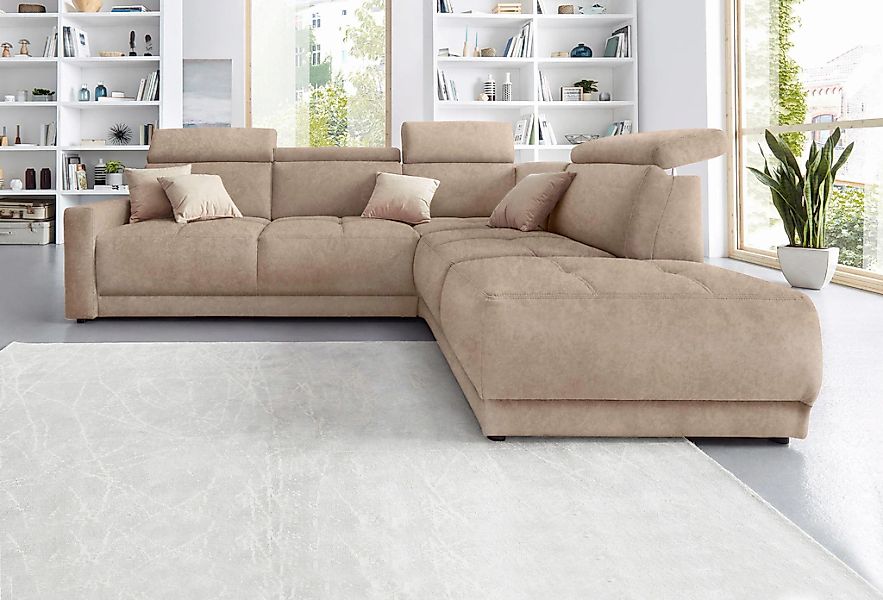 DOMO collection Ecksofa "Ava, moderne Sitzheftung mit toller Doppelnaht, ko günstig online kaufen