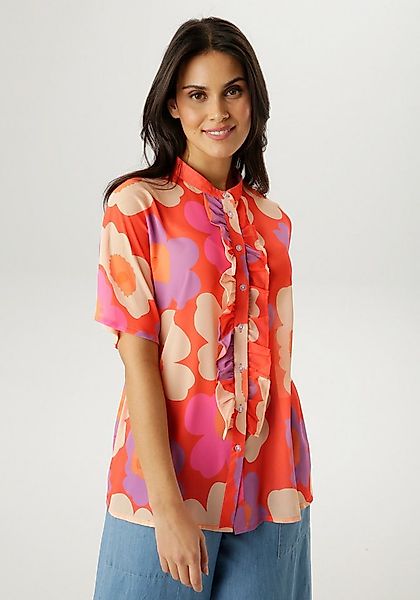 Aniston SELECTED Chiffonbluse kleiner Stehkragen und längs verlaufende Vola günstig online kaufen