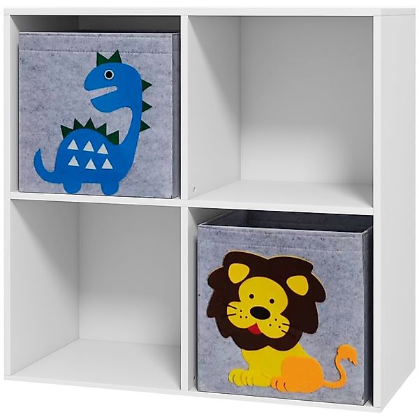 ZONEKIZ Kinderregal, Regal für Kinderzimmer, Bücherregal, 4 Würfel, 2 Körbe günstig online kaufen