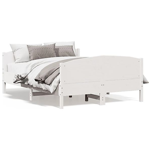 vidaXL Massivholzbett ohne Matratze Weiß 150x200 cm Kiefernholz 3216171 günstig online kaufen