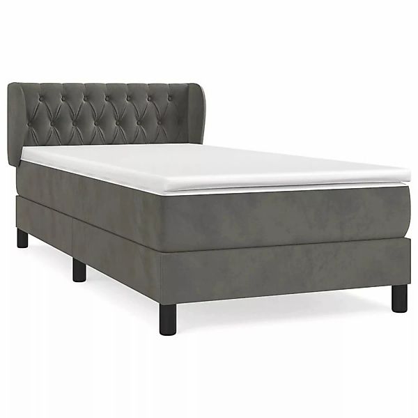 Vidaxl Boxspringbett Mit Matratze Dunkelgrau 100x200 Cm Samt günstig online kaufen