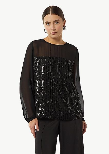 comma Langarmbluse Bluse Pailletten-Bluse aus Chiffon günstig online kaufen