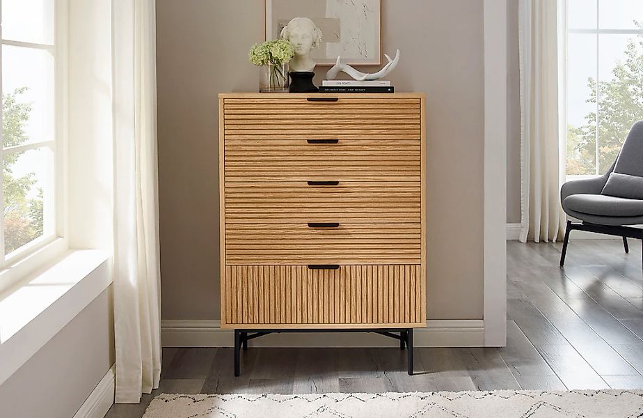 SalesFever Kommode "Visby Designer Sideboard mit Stil", Eiche Echtholzfurni günstig online kaufen