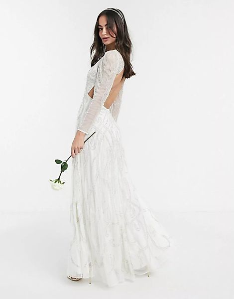 ASOS EDITION – Charlotte – Verziertes, langes Brautkleid-Weiß günstig online kaufen