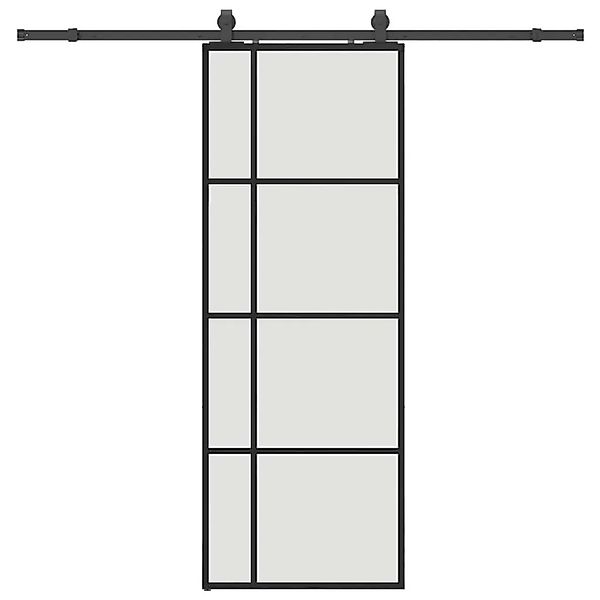 vidaXL Schiebetür mit Beschlag Schwarz 76x205 cm ESG-Glas 3375949 günstig online kaufen