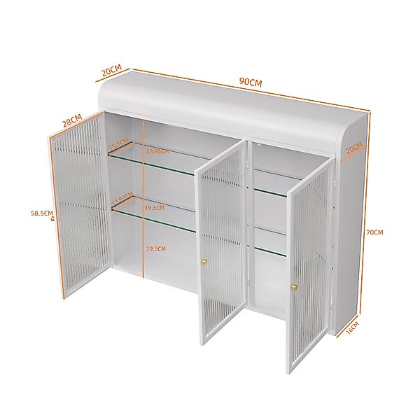 Celya Wandhängeschrank Glas-Wandregal,Hängeschrank küche, Drei Glastüren,Dr günstig online kaufen