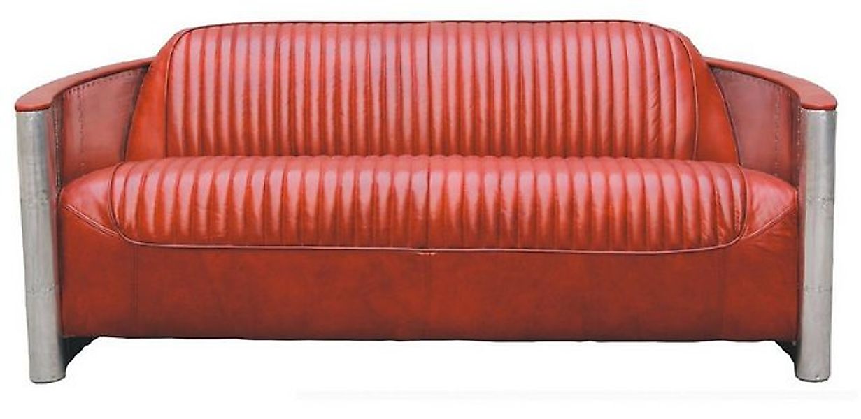 Xlmoebel Sofa Dreifach Aluminium Vintage Designsofa aus echtem Leder in Bor günstig online kaufen
