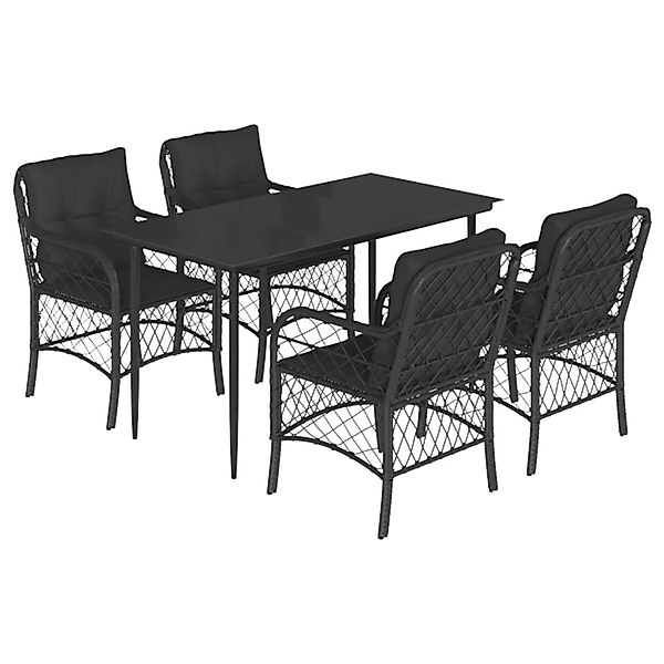 vidaXL 5-Tlg Garten-Essgruppe mit Kissen Schwarz Poly Rattan 3212098 günstig online kaufen