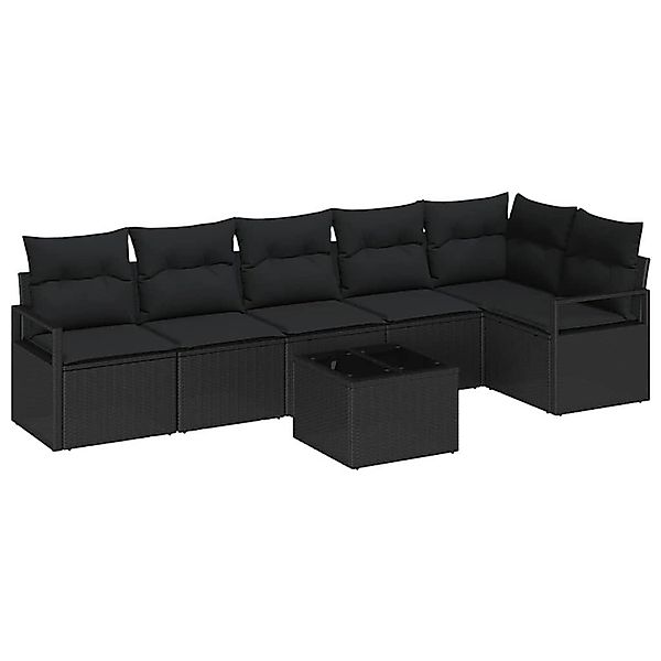 vidaXL 7-Teiliges Garten-Sofa-Set mit Kissen Beige Poly Rattan 3346413 günstig online kaufen