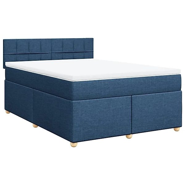 vidaXL Boxspringbett mit Matratze Blau 160x200 cm Stoff 3289037 günstig online kaufen