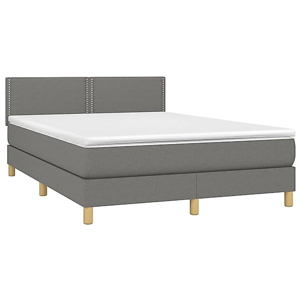vidaXL Boxspringbett mit Matratze & LED Dunkelgrau 140x190 cm Stoff 3133630 günstig online kaufen