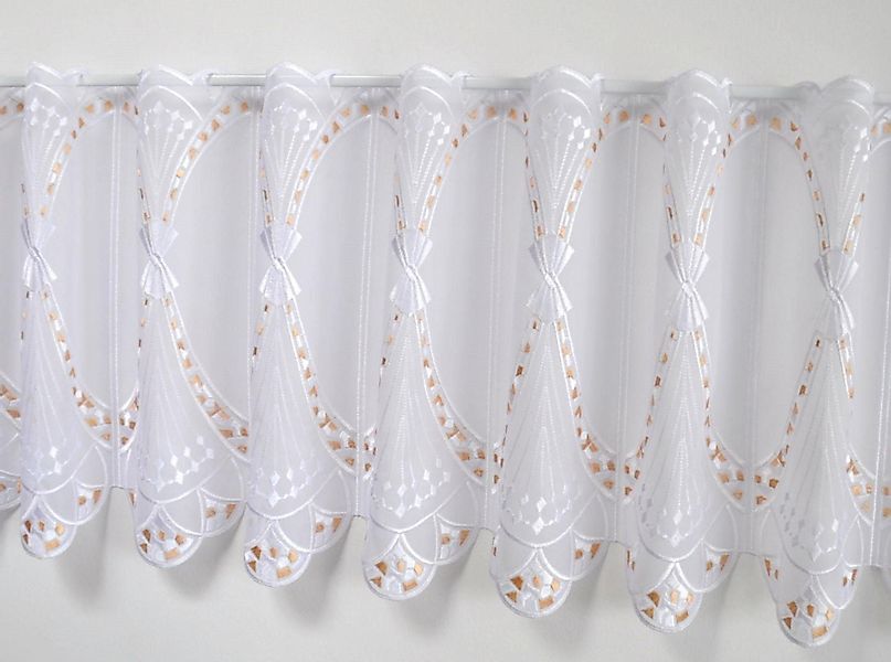 Stickereien Plauen Scheibengardine "Fächer" Stangendurchzug 1 Stk. tlg. günstig online kaufen