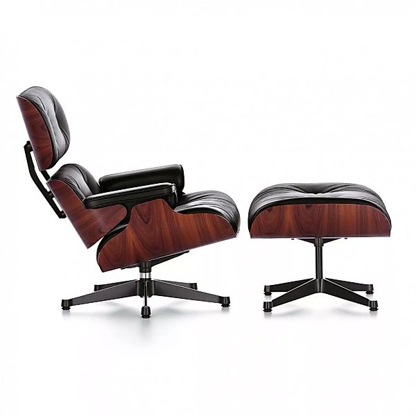 Vitra - Eames Lounge Chair Sessel & Ottoman - schwarz nero/Leder Premium F günstig online kaufen