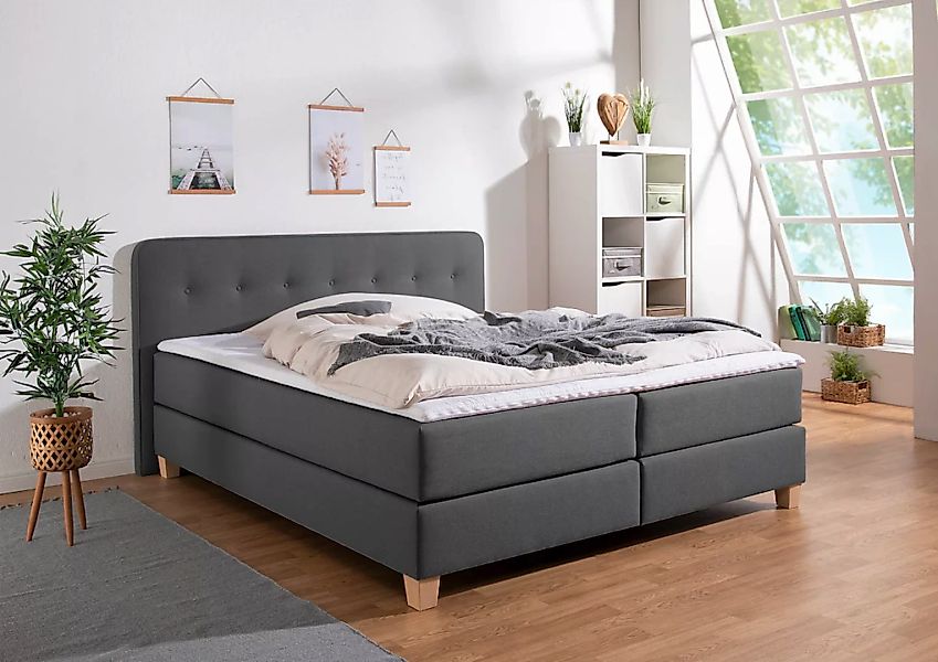 Home affaire Boxspringbett "Fargo", inkl. Topper, in 3 Matratzenarten, in S günstig online kaufen