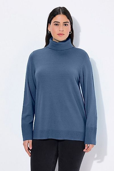 Ulla Popken Strickpullover Rollkragenpullover breite Rippbündchen Langarm günstig online kaufen