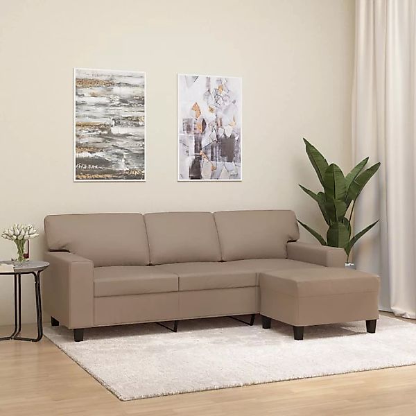 Vidaxl 3-sitzer-sofa Mit Hocker Cappuccino-braun 180 Cm Kunstleder günstig online kaufen