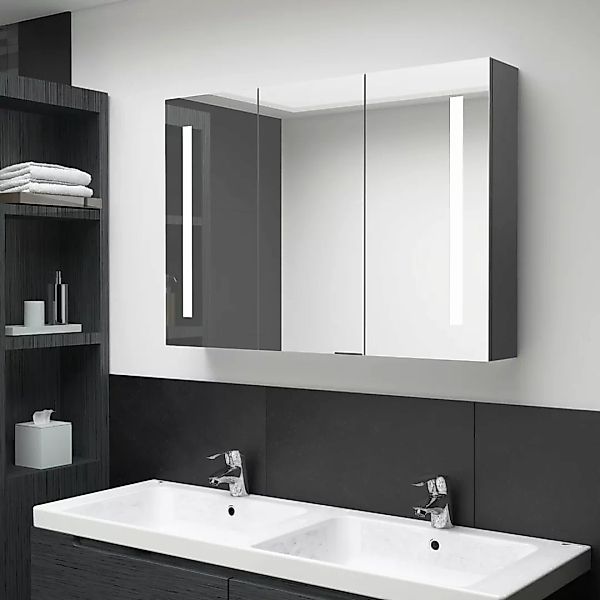 Led-bad-spiegelschrank 89x14x62 Cm Grau günstig online kaufen