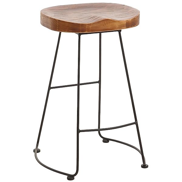 PROREGAL Barhocker Sitzhöhe 68cm Fußablage Industrial Metall Massiv-Holz 3D günstig online kaufen