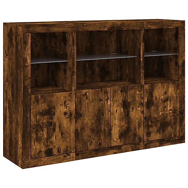 vidaXL Sideboards mit LED-Leuchten 3 Stk Räuchereiche Holzwerkstoff 3209111 günstig online kaufen