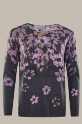 Hajo Rundhalspullover Damen Pullover mit Blütendruck günstig online kaufen