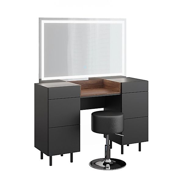 Vicco Schminktisch Anika, Anthrazit/Nussbaum, 120 cm günstig online kaufen