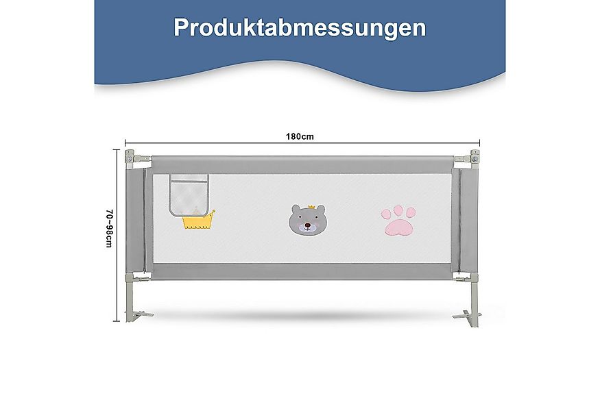 Clanmacy Bettschutzgitter 180CM Bettgitter Kinderbettgitter Babybettgitter günstig online kaufen