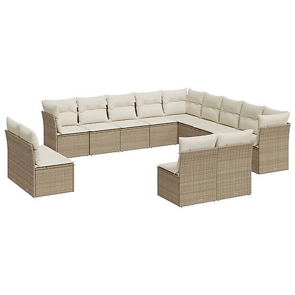 vidaXL 12-Tlg Garten-Sofagarnitur mit Kissen Beige Poly Rattan 3218418 günstig online kaufen
