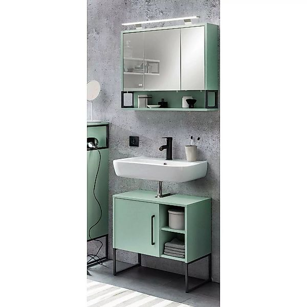 Badezimmer Waschtisch Set LIMOGES-80 in Mintgrün mit LED Beleuchtung, B/H/T günstig online kaufen