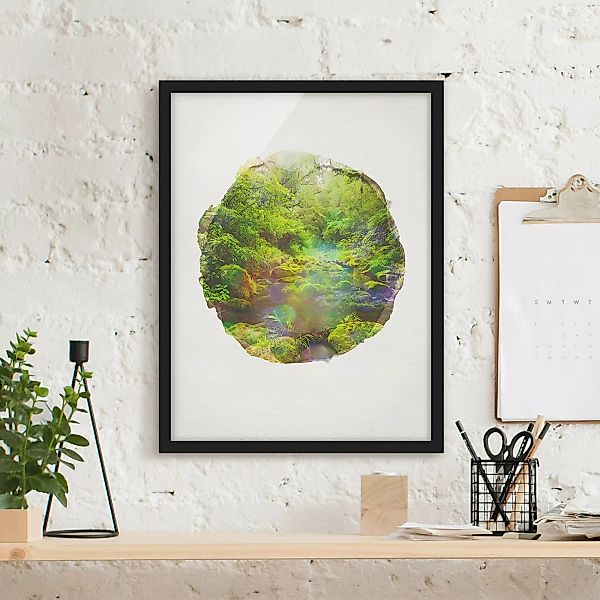 Bild mit Rahmen Natur & Landschaft - Hochformat Wasserfarben - Bay of Plent günstig online kaufen