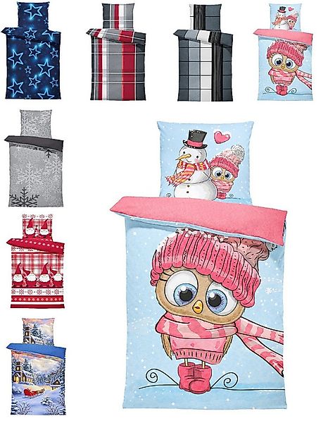 One Home Bettwäsche Winter Thermofleece, Fleece, 2 teilig, Schneemann süße günstig online kaufen