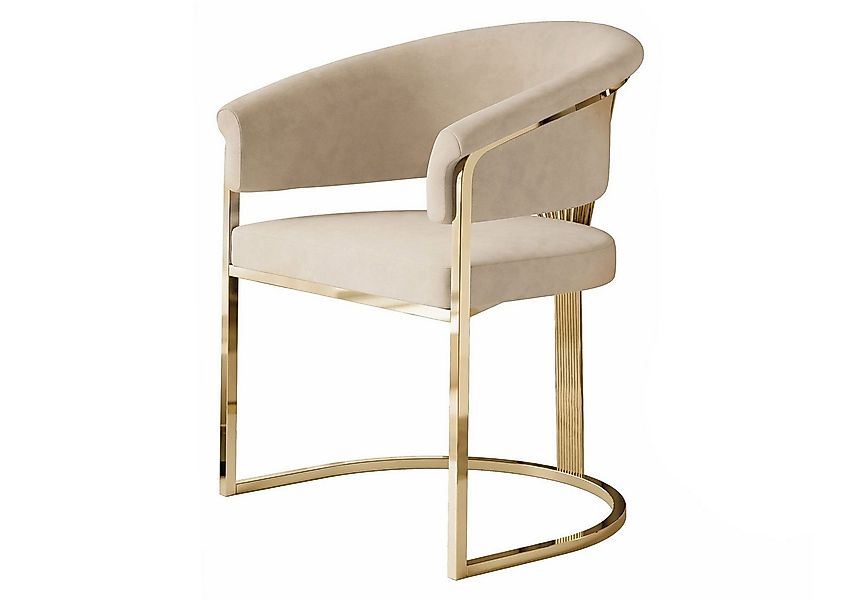Lookway Polsterstuhl MOUNIR BEIGE mit einem goldfarbenen, verchromten Geste günstig online kaufen