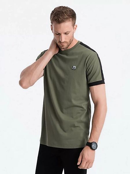 OMBRE T-Shirt Herren-T-Shirt aus Baumwolle mit kontrastierenden Einsätzen günstig online kaufen