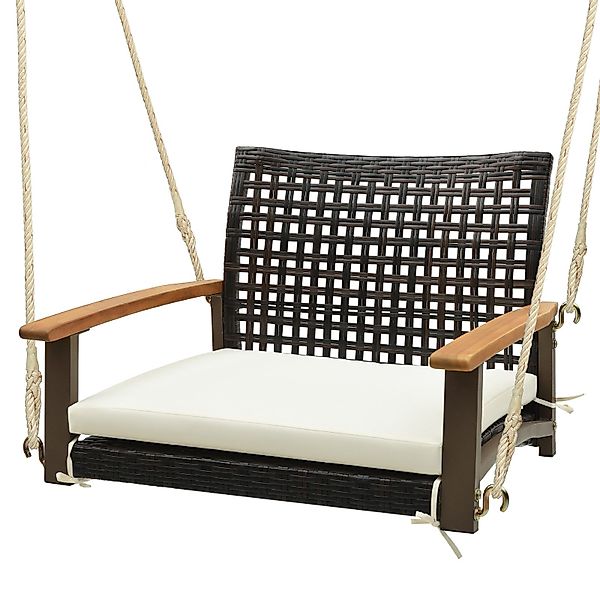 COSTWAY Hängesessel, Schaukelstuhl Rattan, Gartenbank mit günstig online kaufen