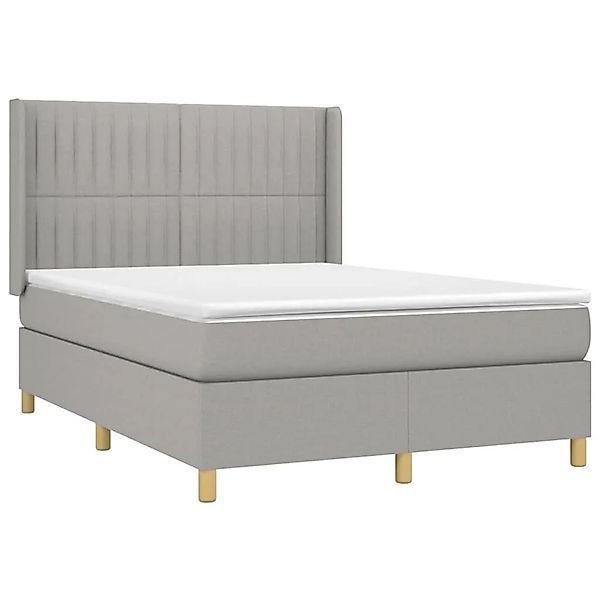 vidaXL Boxspringbett mit Matratze & LED Hellgrau 140x200 cm Stoff 3139037 günstig online kaufen