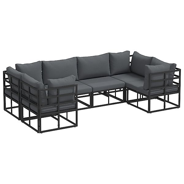 vidaXL Garten-Sofa-Set 6-Tlg Schwarz Aluminium 3378944 günstig online kaufen