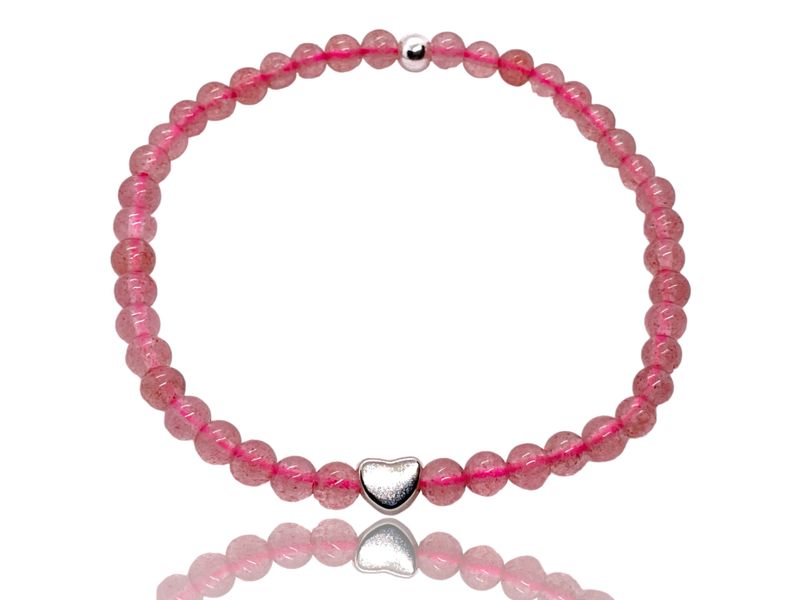 Steinfixx® Perlenarmband Edelstein Erdbeerquarz mit 925 günstig online kaufen