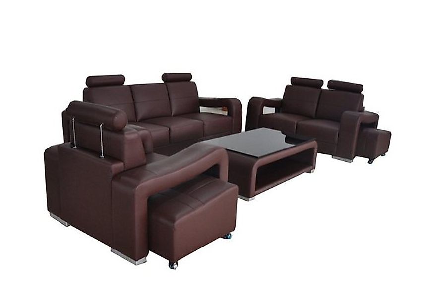 JVmoebel Sofa Braune moderne 3+2+1 Garnitur Leder Sofa Couch Polster Couche günstig online kaufen