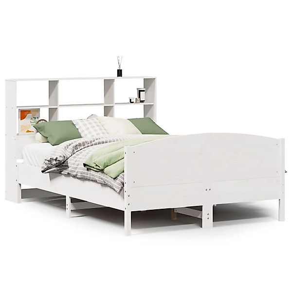 vidaXL Massivholzbett mit Regal ohne Matratze Weiß 120x190 cm Kiefer 332311 günstig online kaufen