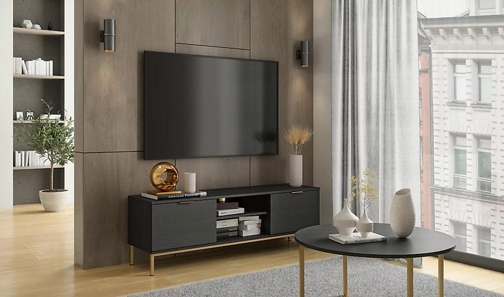 Beautysofa TV-Schrank Pula II (RTV Schrank 150 cm mit Metallgestell, Lowboa günstig online kaufen