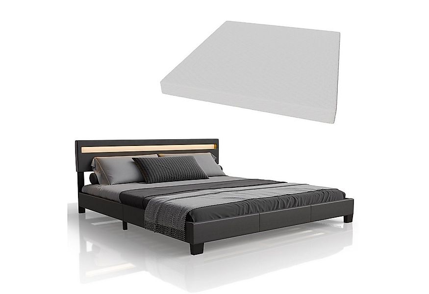 Juskys Polsterbett Paris, 180x200 cm, RGB-LED, Kunstleder, weiches Kopfteil günstig online kaufen