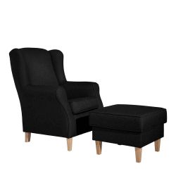 Wohnzimmer Sessel in Schwarz und Buchefarben auch mit Hocker bestellbar günstig online kaufen